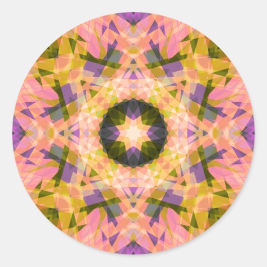 Sticker Rond Étoile verte rouge rose automnale (Devant)