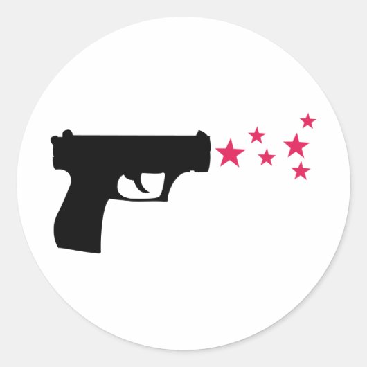 Sticker Rond étoiles à pistolet noir (Devant)