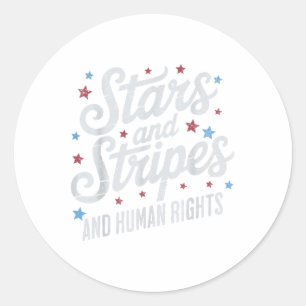 Sticker Rond Étoiles Bandes Et Droits De L'Homme 4 Juillet Égal