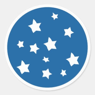 Sticker Rond Étoiles blanches irrégulières en détresse sur fond