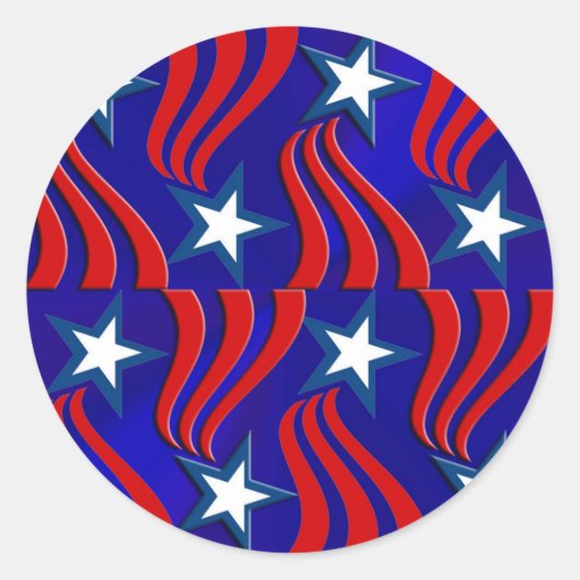 Sticker Rond Étoiles blanches, rayures rouges et Arrière - plan (Devant)