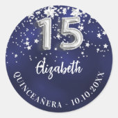Sticker Rond étoiles bleu marine de Quinceanera (Devant)