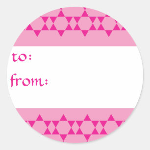Sticker Rond Étoiles cadeaux Pink Jewish Stars