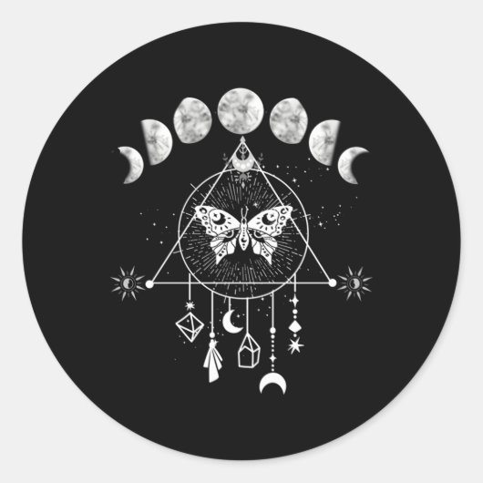 Sticker Rond Étoiles céleste de la phase de la lune (Devant)