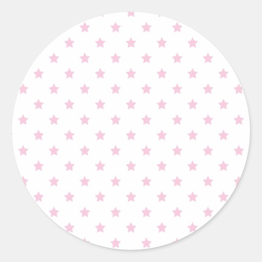 Sticker Rond Étoiles Classiques Rose Clair - Blanc (Devant)