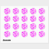 Sticker Rond Étoiles, cœurs et notes de musique - Rose (Feuille)