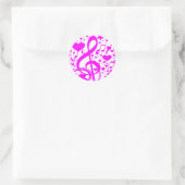 Sticker Rond Étoiles, cœurs et notes de musique - Rose (Sac)
