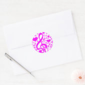 Sticker Rond Étoiles, cœurs et notes de musique - Rose (Enveloppe)