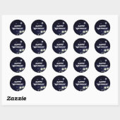 Sticker Rond Étoiles dans l'espace profond Bleu foncé Joyeux an (Feuille)