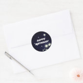 Sticker Rond Étoiles dans l'espace profond Bleu foncé Joyeux an (Enveloppe)