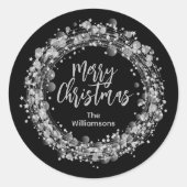 Sticker Rond Étoiles d'argent Joyeux Noël (Devant)