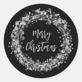 Sticker Rond Étoiles d'argent Joyeux Noël (Devant)