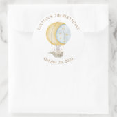 Sticker Rond Étoiles de ballon à air chaud Anniversaire Classic (Sac)