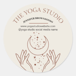 Sticker Rond Étoiles de chaleur ivoire mains Lune Spirituelle