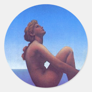 Sticker Rond "Étoiles de Maxfield Parrish "