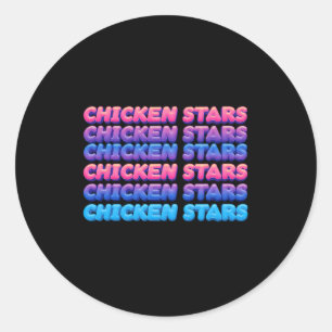Sticker Rond Étoiles de poulet répétitives esthétiques Mème vir