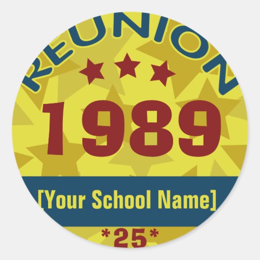 Sticker Rond Étoiles de réunion de classe personnalisées (Devant)