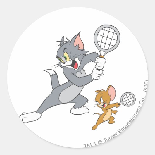 Sticker Rond Étoiles de tennis Tom et Jerry 1 (Devant)