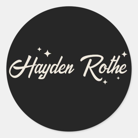 Sticker Rond Étoiles de typographie noir rétro (Devant)