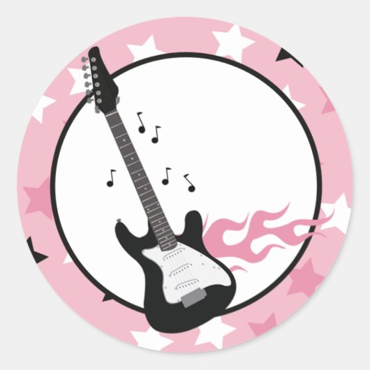 Sticker Rond ETOILES D'Enveloppe GUITAR ROCK ROCK ROCK (Devant)