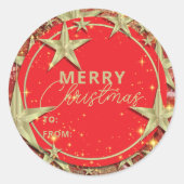 Sticker Rond Étoiles d'or chatoyantes sur Noël Parties scintill (Devant)