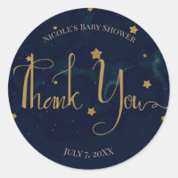 Étoiles Dorées Ciel de Nuit Sombre Bleu Baby Showe