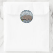 Sticker Rond Étoiles d'ours couché Baby shower d'aquarelle (Sac)
