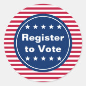 Sticker Rond Étoiles et bandes Inscrivez-vous pour voter Modèle (Devant)