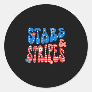 Sticker Rond étoiles et bandes jour de l'indépendance patriotiq