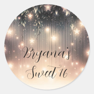 Sticker Rond Étoiles et nuages d'arbre céleste enchantés