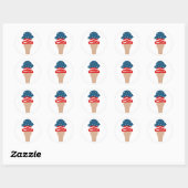 Sticker Rond Étoiles et rayures Ice Cream Cone (Feuille)