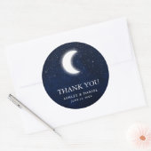 Sticker Rond Étoiles Mariage céleste Merci bleu ciel lune (Enveloppe)