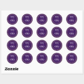Sticker Rond Étoiles Mariage nocturne violet foncé (Feuille)