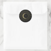Sticker Rond Étoiles noires et dorées Soleil céleste Explosion (Sac)