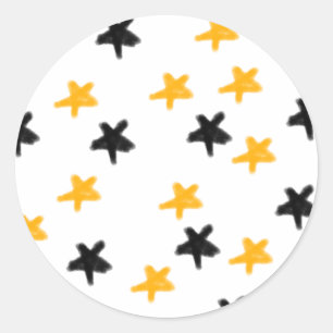 Sticker Rond étoiles noires jaunes ajouter date anniversaire no