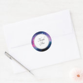 Sticker Rond Etoiles rose et bleu Galaxy Merci (Enveloppe)