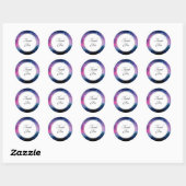 Sticker Rond Etoiles rose et bleu Galaxy Merci (Feuille)