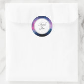 Sticker Rond Etoiles rose et bleu Galaxy Merci (Sac)