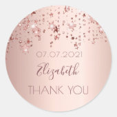 Sticker Rond Étoiles rose gold joyanniversaire Merci (Devant)