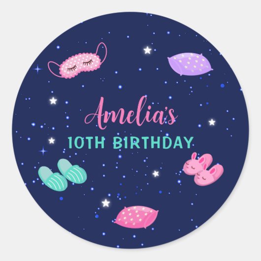 Sticker Rond Étoiles rose violet de la fête du sabre (Devant)