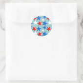 Sticker Rond Étoiles rouges blanches et bleues (Sac)