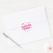 Sticker Rond Étoiles scintillantes rose et blanc, joyeux annive (Enveloppe)