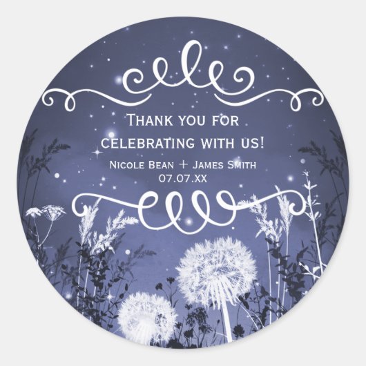 Sticker Rond Étoiles Sky Twilight Enchantées & Mariage Foliage (Devant)