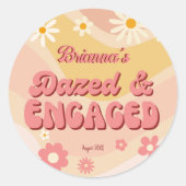 Sticker Rond Étourdie et fiancée, groovy rétro daisy enterremen (Devant)