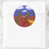 Sticker Rond étrange lapin avec son chat bizarre (Sac)