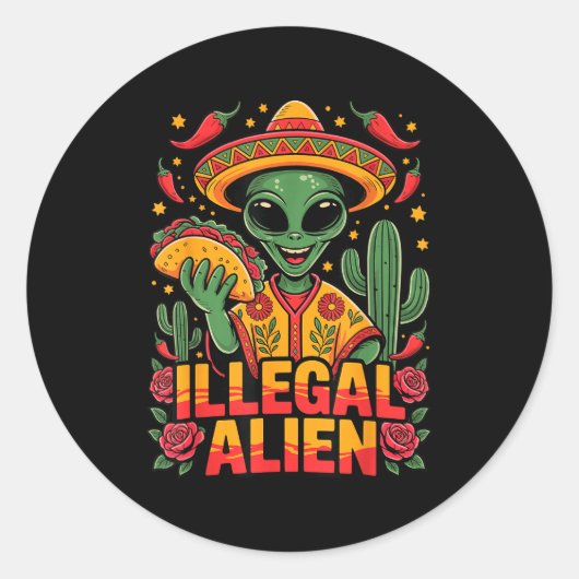 Sticker Rond Étranger illégal (Devant)