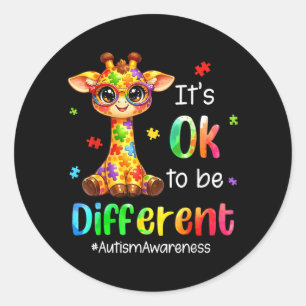 Sticker Rond être différent girafe mignon animal autisme
