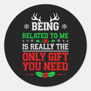 Sticker Rond Etre Lié À Moi Drôle Noël Famille Xmas Pa