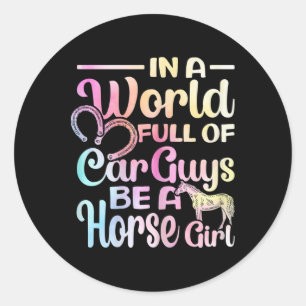 Sticker Rond Être Un Cheval Fille Équitation Équitation Rider É