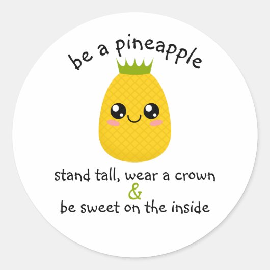 Sticker Rond Être une motivation ananas (Devant)
